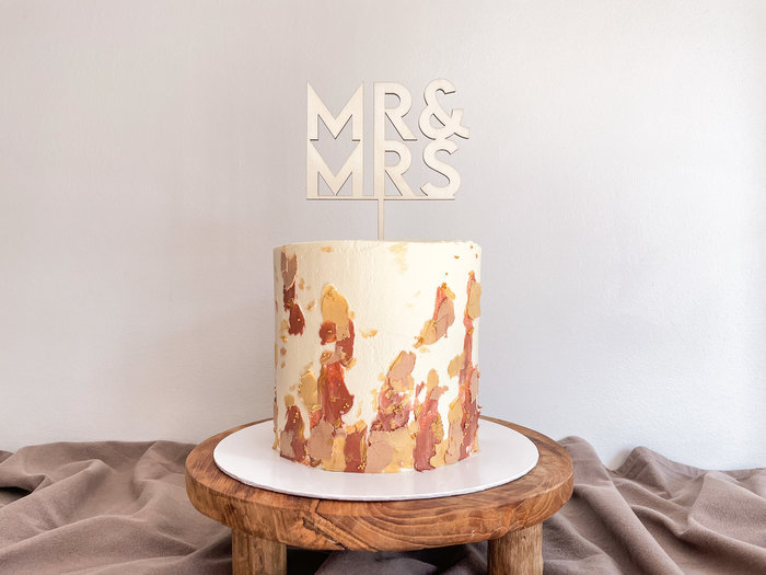 Houten caketopper 'Mr(s) &amp; Mr(s)' huwelijk Etchlab Etchlab